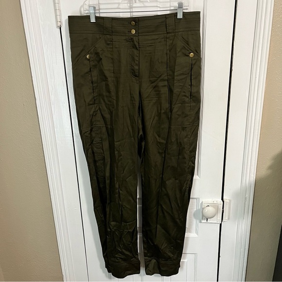 Diane Von Furstenberg DVF Olive Green Casual Pants Size 14 F - Picture 1 of 10